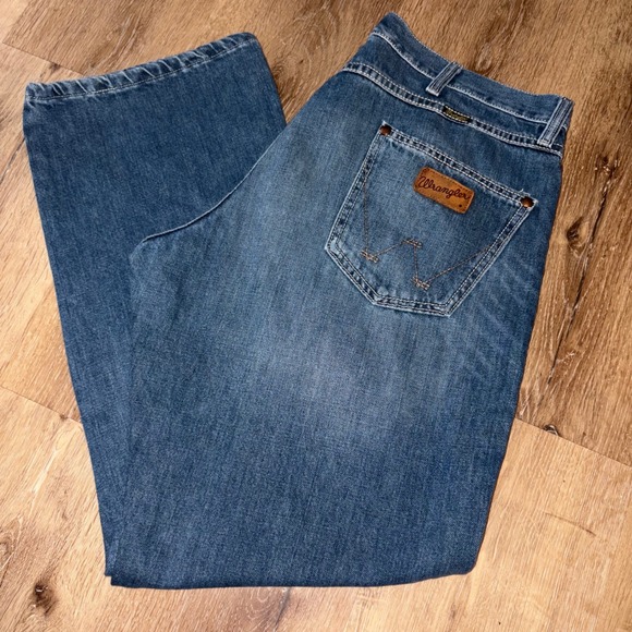Wrangler Mens Jeans Blue‎ Denim Relaxed Fit Boot Cut 36/30 - Picture 1 of 4